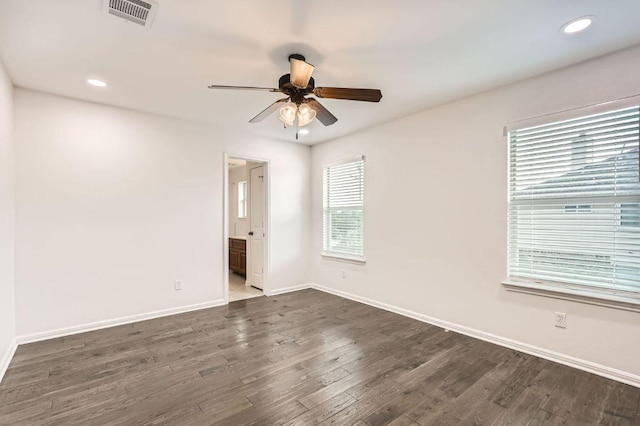 4508 Three Arrows Ct, Cedar Park, TX 78613 - spare room with a ceiling fan, wood finished floors, baseboards, and recessed lighting