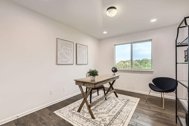 4508 Three Arrows Ct, Cedar Park, TX 78613 - office with baseboards, recessed lighting, and dark wood-type flooring