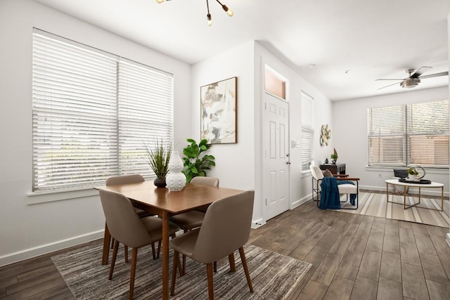 1201 Grove Blvd Unit 1103, Austin, TX 78741 - dining room with baseboards, wood finished floors, and ceiling fan