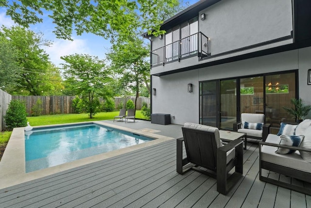 1708 Morrow St, Austin, TX 78757 - view of swimming pool with an outdoor living space and a deck
