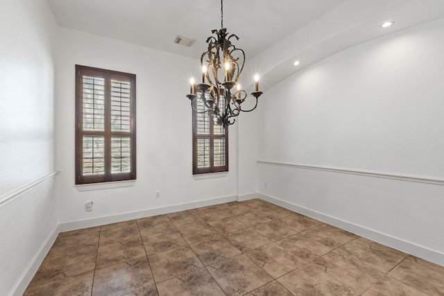1036 Liberty Park Dr Unit 3, Austin, TX 78746 - unfurnished room with a chandelier, recessed lighting, and tile patterned floors