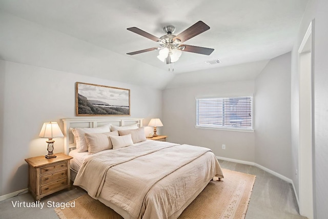 6611 Haughton Dr, Spring, TX 77389 - bedroom with baseboards, ceiling fan, and vaulted ceiling