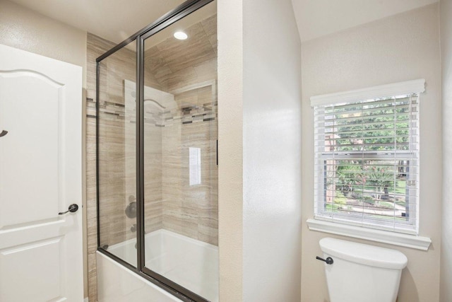 6611 Haughton Dr, Spring, TX 77389 - bathroom with bath / shower combo with glass door and toilet
