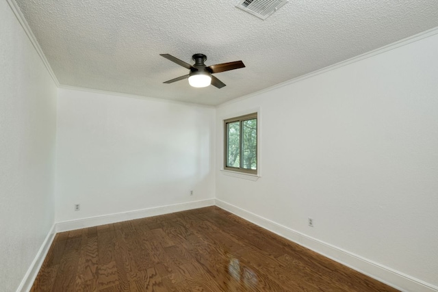 1506 Spiderlily Vw, Cedar Park, TX 78613 - unfurnished room featuring dark wood-type flooring, crown molding, ceiling fan, a textured ceiling, and baseboards