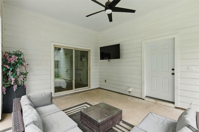 800 Newcastle Dr, Austin, TX 78745 - view of patio / terrace featuring outdoor lounge area and a ceiling fan