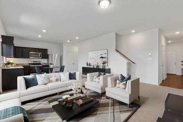 336 Wonderful Life Way, Jarrell, TX 76537 - living room with recessed lighting and carpet