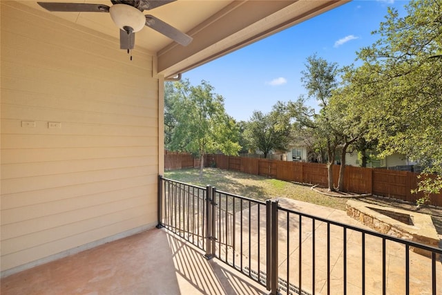 250 Maeves Way, Austin, TX 78737 - balcony featuring a ceiling fan