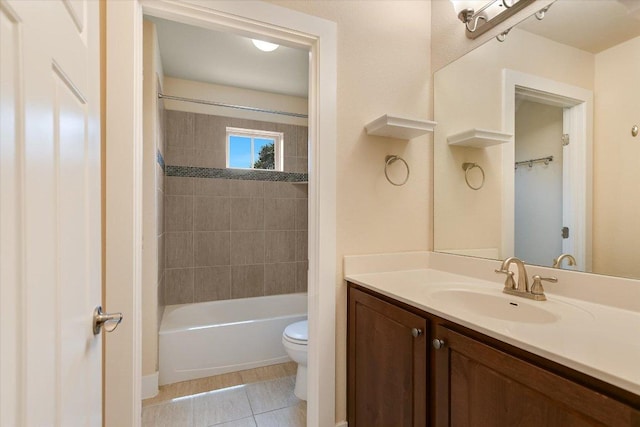 10908 Railway Ln Unit 76, Austin, TX 78717 - bathroom with toilet, vanity, tile patterned flooring, and shower / bath combination