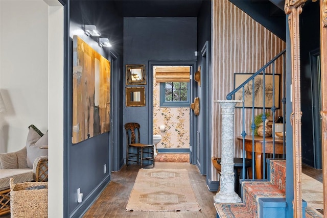 6203 Ledge Mountain Dr, Austin, TX 78731 - hallway with wood finished floors and baseboards