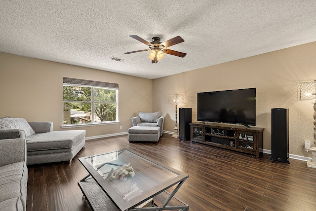 1705 Chinati Ct, Cedar Park, TX 78613 - living area with ceiling fan, wood finished floors, a textured ceiling, and baseboards