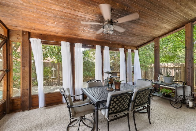 1705 Chinati Ct, Cedar Park, TX 78613 - sunroom with ceiling fan, wood ceiling, and carpet floors