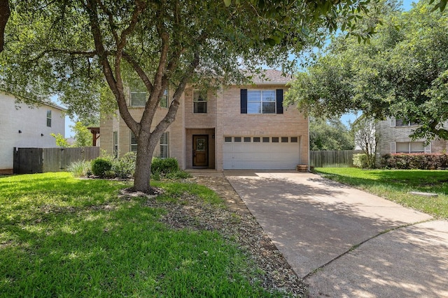 1705 Chinati Ct, Cedar Park, TX 78613 - traditional home with an attached garage, concrete driveway, and brick siding