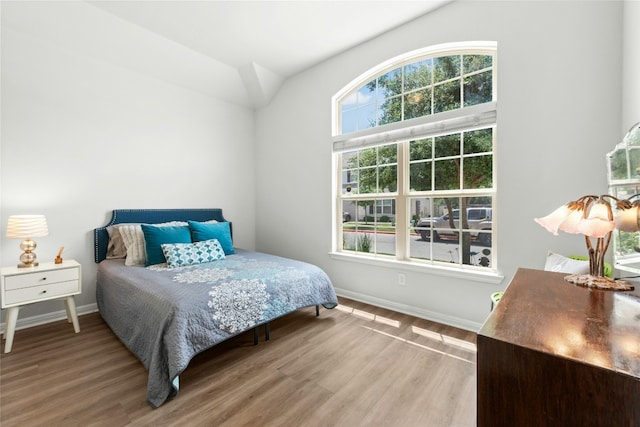 11805 Bracco Dr, Austin, TX 78748 - bedroom featuring wood finished floors, baseboards, and lofted ceiling