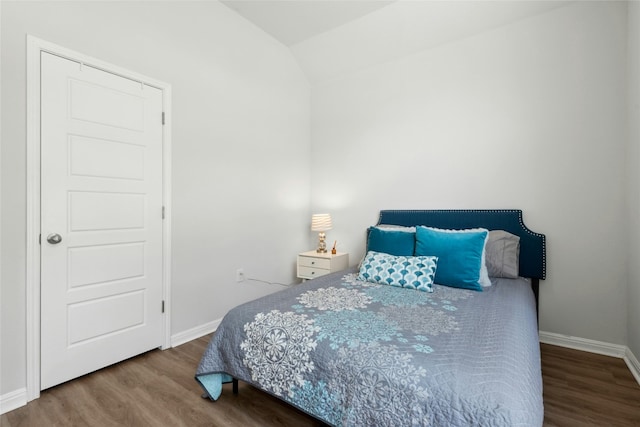 11805 Bracco Dr, Austin, TX 78748 - bedroom with wood finished floors, baseboards, and lofted ceiling