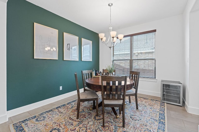 104 Meadow Wood Cv, Georgetown, TX 78626 - tiled dining space with a chandelier, heating unit, and baseboards