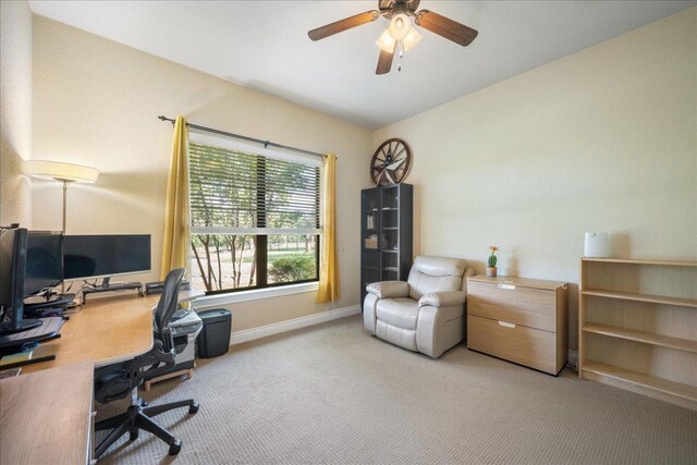 102 Standing Oak Dr, Georgetown, TX 78633 - home office with carpet and ceiling fan