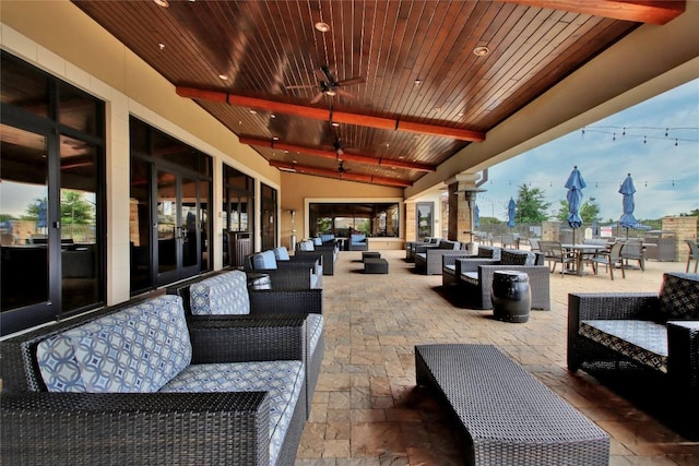 3241 Aurelia Ln, Round Rock, TX 78665 - view of patio featuring an outdoor hangout area, a ceiling fan, and outdoor dining area