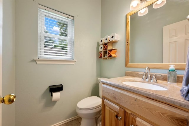 17121 Bishopsgate Dr, Pflugerville, TX 78660 - bathroom with vanity, toilet, and tile patterned floors