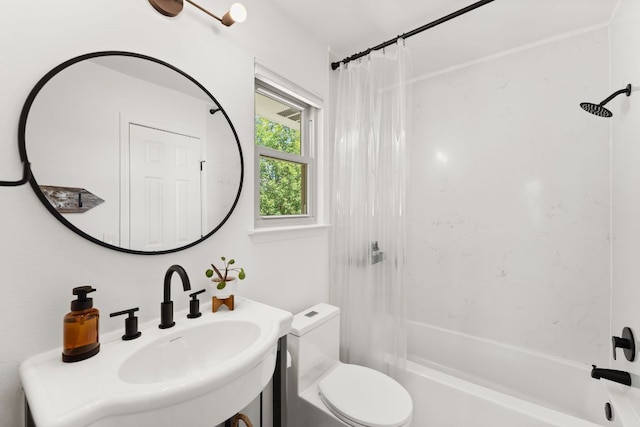 11542 Gun Fight Ln, Austin, TX 78748 - bathroom featuring toilet, shower / tub combo, and a sink