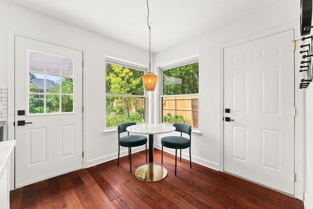 11542 Gun Fight Ln, Austin, TX 78748 - dining space featuring dark wood-style flooring and baseboards