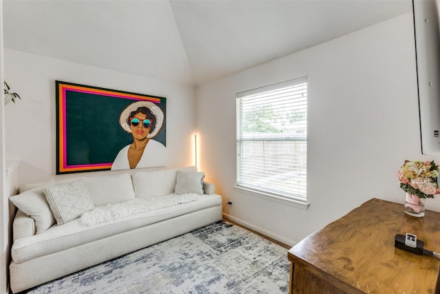 205 Tolcarne Dr, Hutto, TX 78634 - living area with baseboards and lofted ceiling