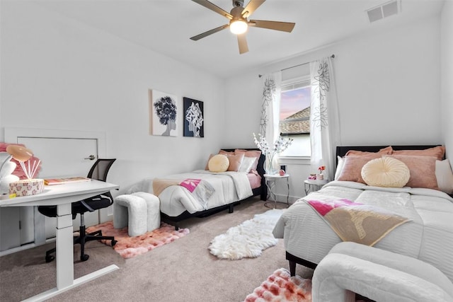 1329 Da Vinci Trl, Leander, TX 78641 - carpeted bedroom featuring an office area and a ceiling fan