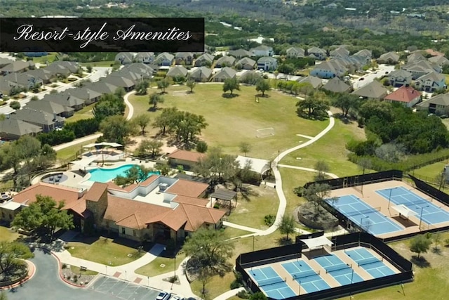 1329 Da Vinci Trl, Leander, TX 78641 - aerial overview of property's location featuring a pool and nearby suburban area