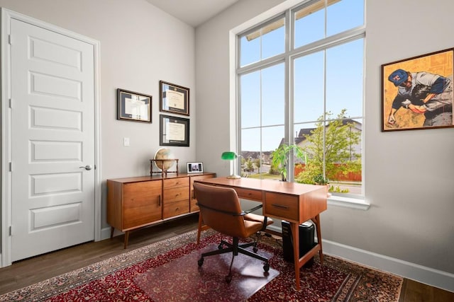 18621 James Power Ct, Austin, TX 78738 - office area featuring healthy amount of natural light, dark wood finished floors, and baseboards