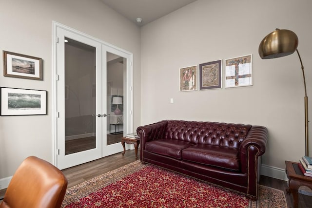 18621 James Power Ct, Austin, TX 78738 - sitting room with french doors, wood finished floors, and baseboards