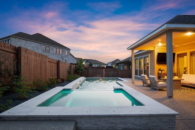 18621 James Power Ct, Austin, TX 78738 - view of pool featuring a fenced backyard, a patio area, and outdoor lounge area