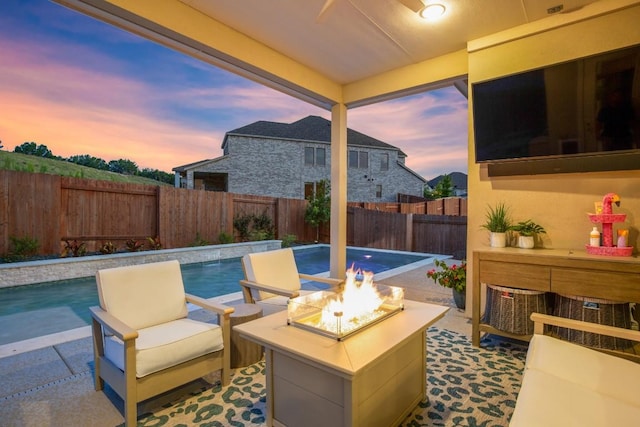18621 James Power Ct, Austin, TX 78738 - fenced backyard featuring a fire pit and a patio