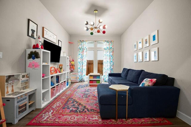 18621 James Power Ct, Austin, TX 78738 - living area with a chandelier and wood finished floors