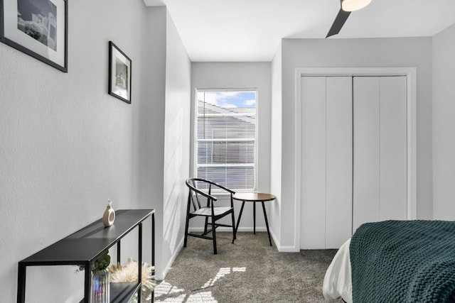 1205 Arthur Stiles Rd, Austin, TX 78721 - carpeted bedroom with a closet and ceiling fan
