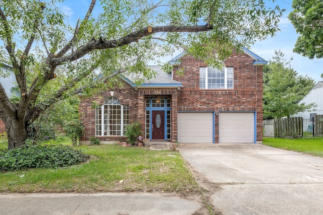 12303 Shropshire Blvd, Austin, TX 78753 - traditional-style home with an attached garage, brick siding, and concrete driveway
