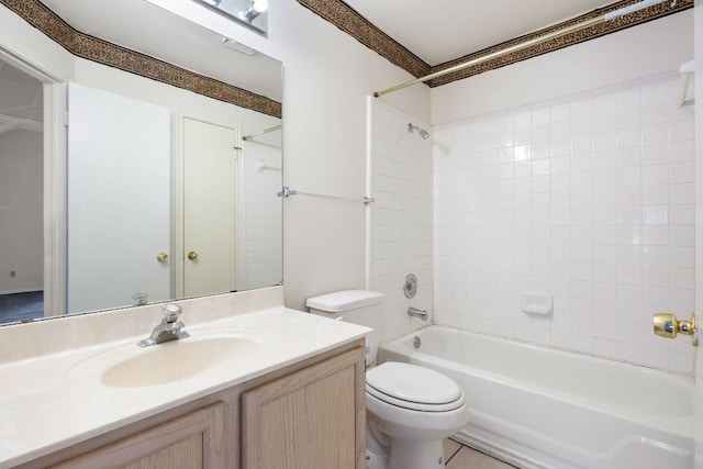 12303 Shropshire Blvd, Austin, TX 78753 - bathroom with vanity, toilet, and shower / tub combination