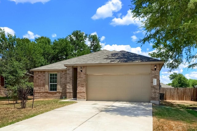 9008 Tall Sky Trce, Austin, TX 78724 - ranch-style house featuring brick siding, concrete driveway, a garage, and a shingled roof
