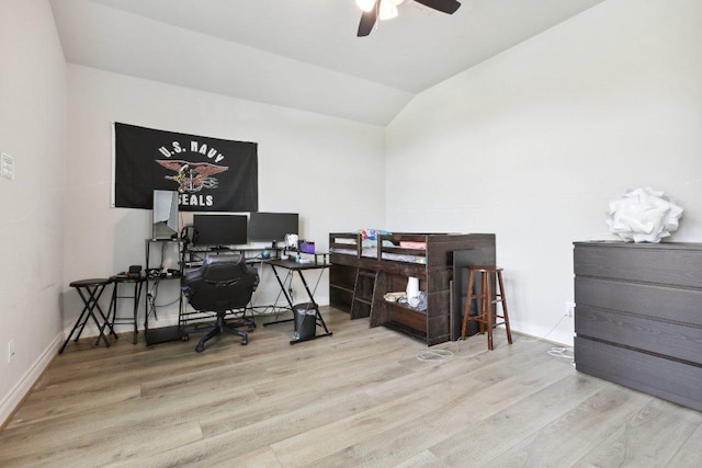 13212 Carol Lawler Ln, Manor, TX 78653 - office with wood finished floors, ceiling fan, and vaulted ceiling