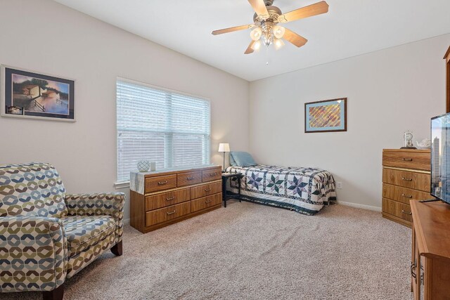 9905 Palmbrook Dr, Austin, TX 78717 - bedroom with light carpet, ceiling fan, and baseboards