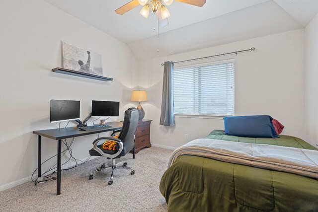 9905 Palmbrook Dr, Austin, TX 78717 - bedroom featuring lofted ceiling, light colored carpet, baseboards, and ceiling fan