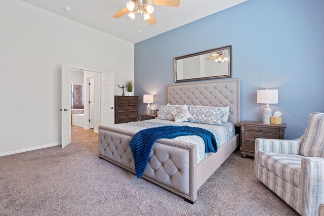 9905 Palmbrook Dr, Austin, TX 78717 - bedroom with carpet flooring, baseboards, and ceiling fan
