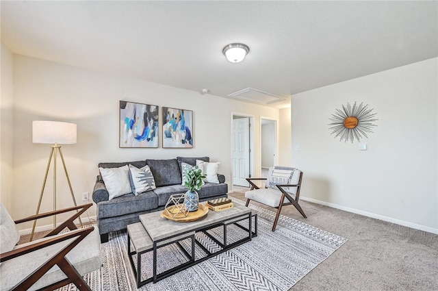 10612 Harwood Overlook Cv, Austin, TX 78747 - carpeted living area with attic access and baseboards