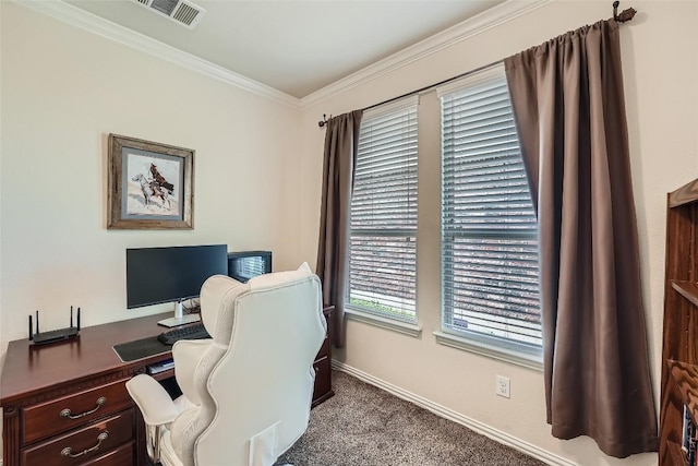 2712 Auburn Chestnut Ln, Pflugerville, TX 78660 - carpeted office featuring crown molding and baseboards
