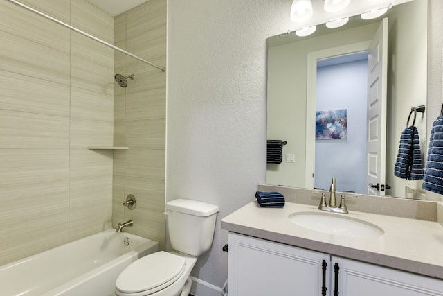 603 Arundel Rd, Austin, TX 78738 - full bath featuring toilet, vanity, shower / washtub combination, and a textured wall