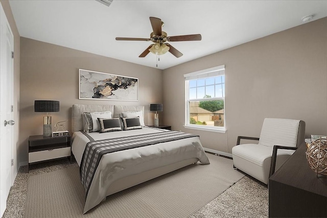 163 Wainscot Oak Way, San Marcos, TX 78666 - bedroom with baseboards, ceiling fan, and baseboard heating