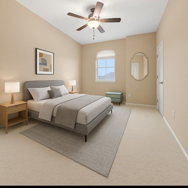 121 Cartwheel Bnd Unit 42, Austin, TX 78738 - bedroom with baseboards, light carpet, and ceiling fan