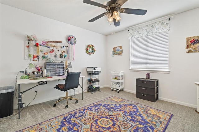 2021 Kimbrook Dr, Round Rock, TX 78681 - carpeted office with a ceiling fan and baseboards