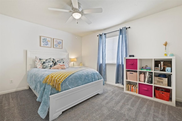 2021 Kimbrook Dr, Round Rock, TX 78681 - bedroom featuring carpet flooring, baseboards, and a ceiling fan
