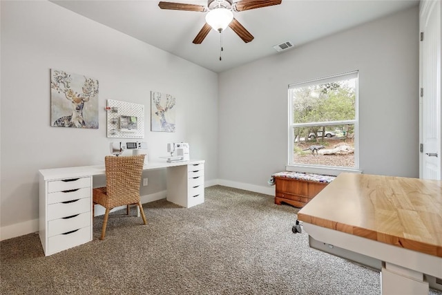 21800 Owens Cv, Lago Vista, TX 78645 - home office with carpet flooring and ceiling fan