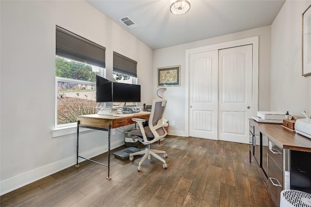 21800 Owens Cv, Lago Vista, TX 78645 - office area with dark wood-style floors