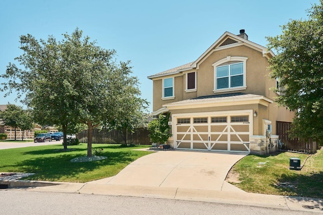 144 Holstein St, Hutto, TX 78634 - view of front of home with stucco siding, a garage, and concrete driveway